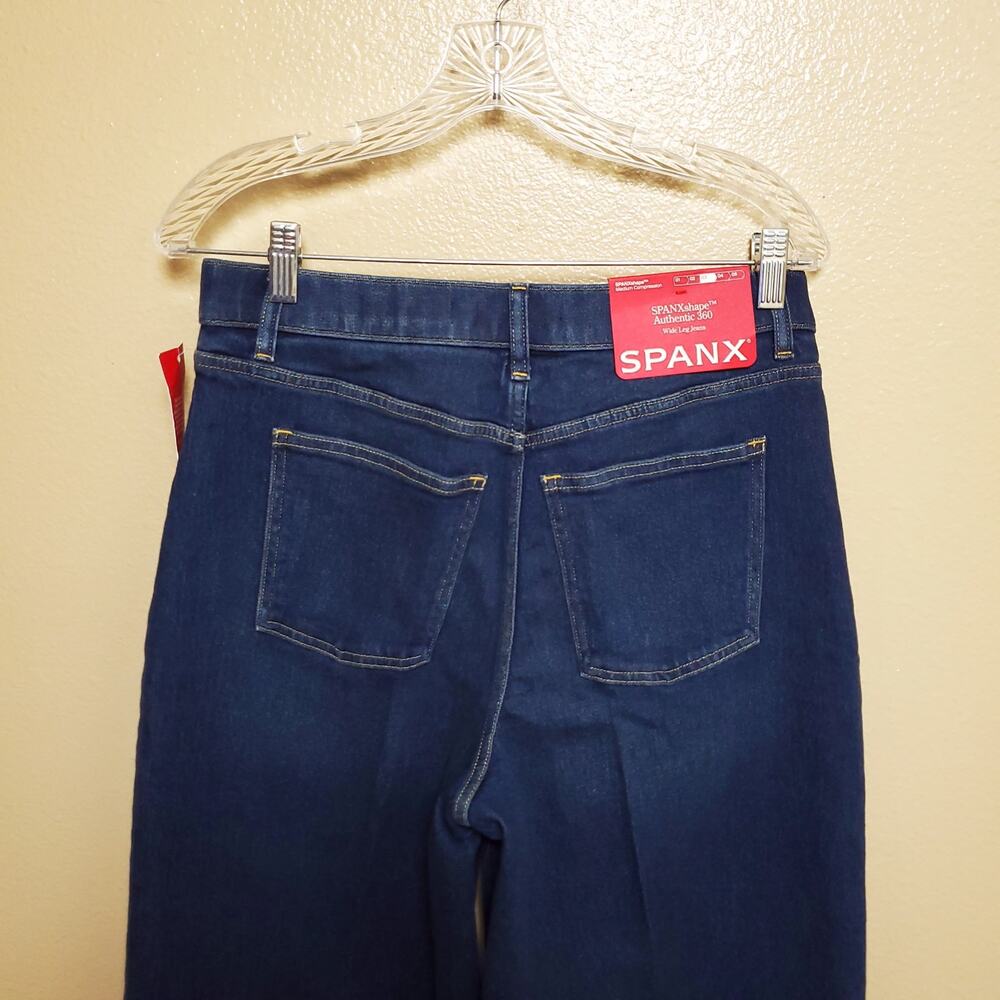 SPANX Denim SPANXshape Authentic 360 Wide Leg Dark Wash Jeans - Picture 10 of 12